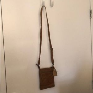Tan colored Genuine leather crossbody bag
